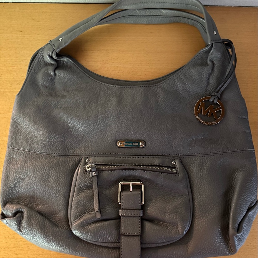 Michael Kors Austin Charcoal pebble Leather Hobo Bag